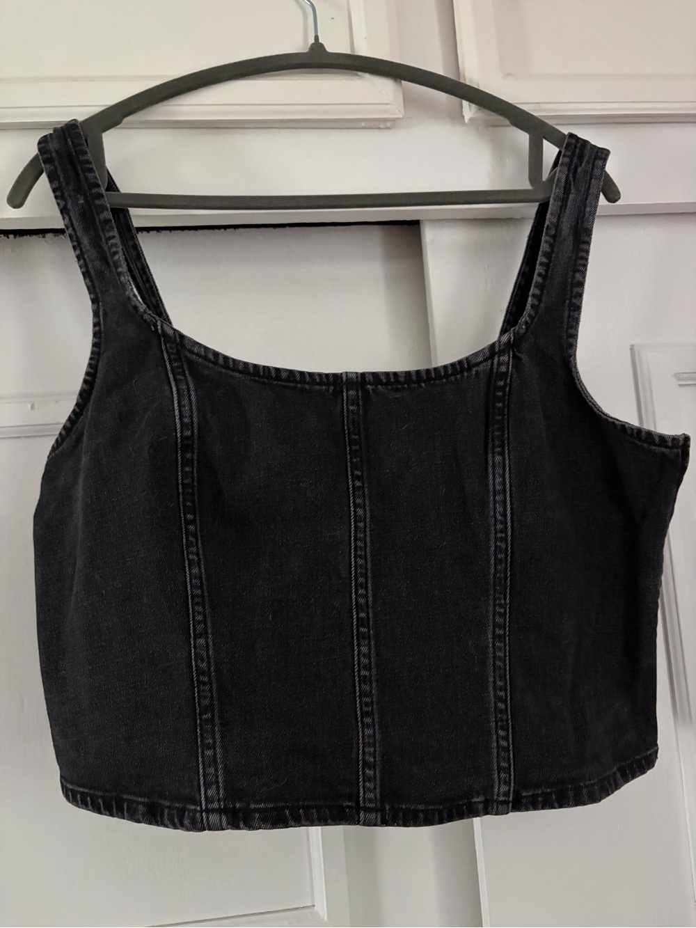 Abercrombie cropped corset denim top; XL